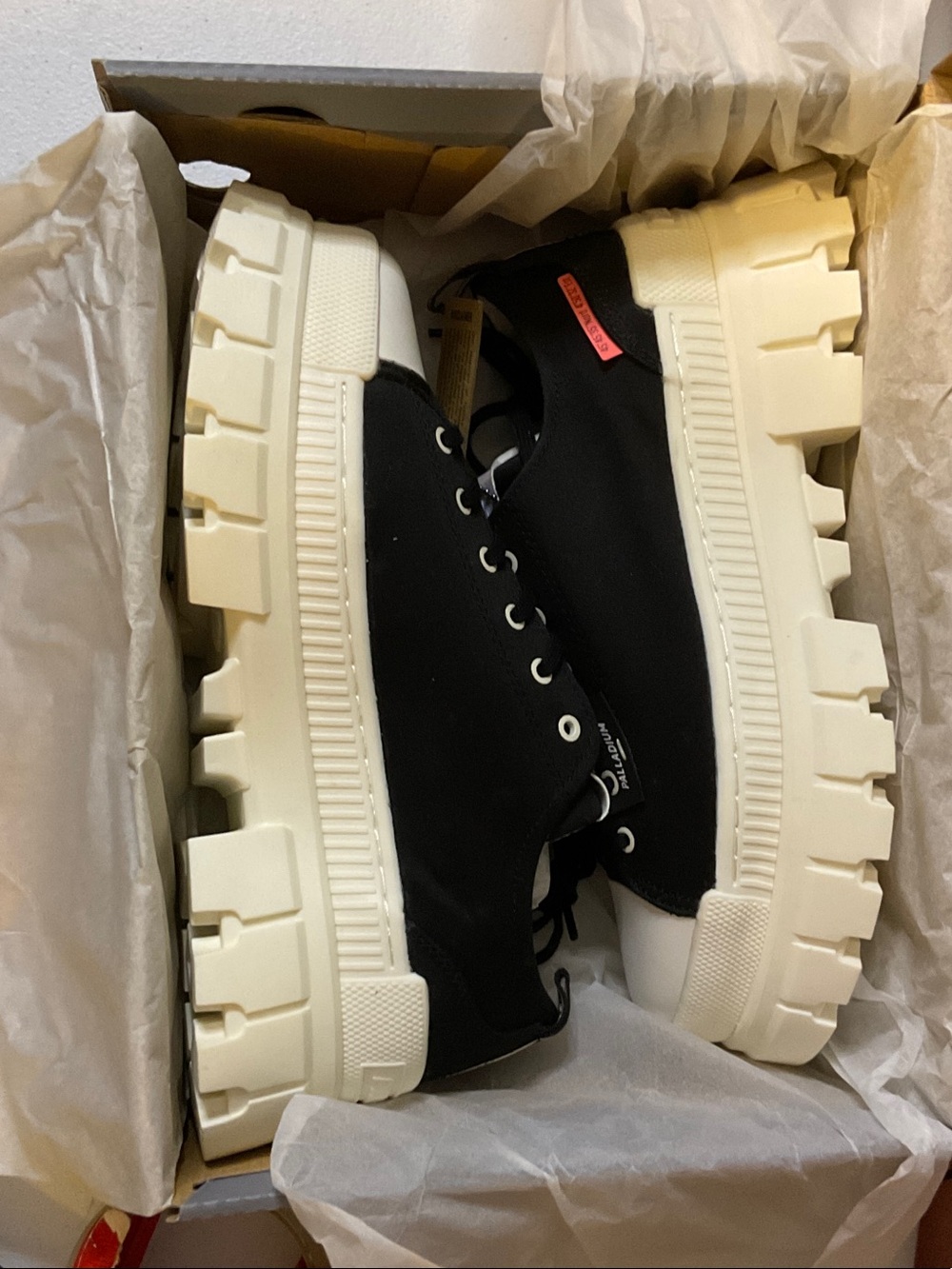 Shoes 18 - Palladium Black Canvas Platform Sneakers with Cream Lug Sole